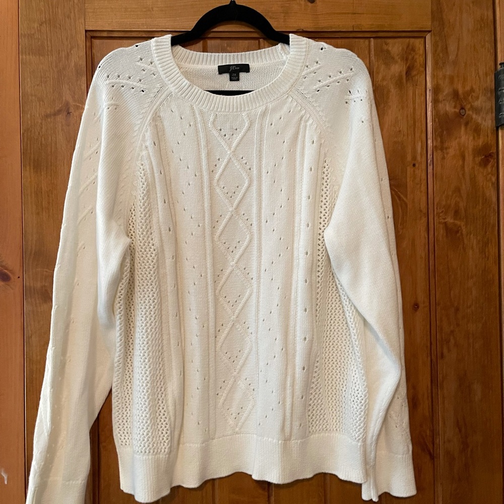 NWT J.Crew Cable Knit Sweater Cotton White Light Sweater Graduation White